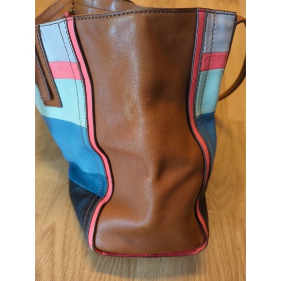 Fossil Emma Tote Shoulder Bag Multicolor Patchwork Leather Large - Picture 9 of 14